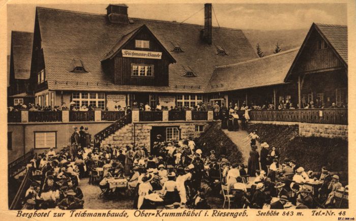 Teichmannbaude czyli p&oacute;źniej hotel "Orlinek". Karpacz. ok 1900 r.