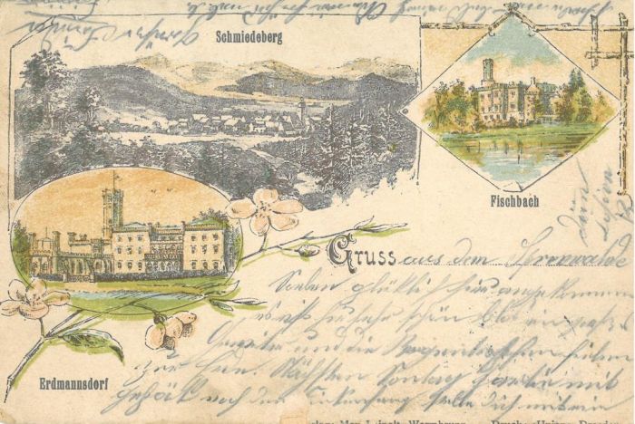 Erdmannsdorf/Mysłakowice ok 1910 r. Stara poczt&oacute;wka
