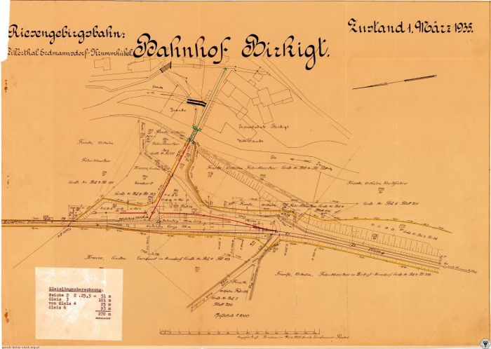Mapa Brzezie - stacja kolejowa - 1935 r.
