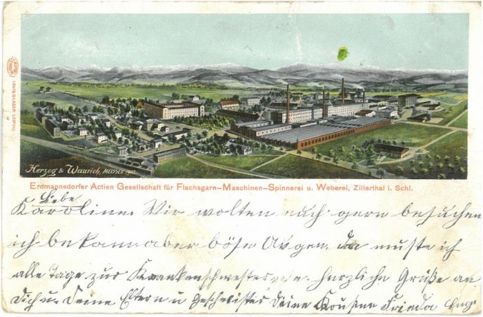 Mysłakowice (niem. Erdmannsdorf-Zillerthal, Zillerthal) Zakłady Lniarskie, ul. Daszyńskiego, Kamienna, Śląska, inne. Stara poczt