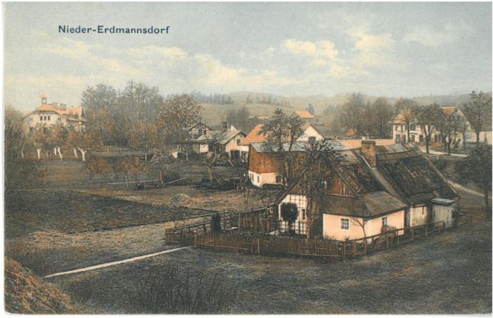 Scan starej poczt&oacute;wki, rok nieznany. Mysłakowice (niem. Erdmannsdorf-Zillerthal, Zillerthal)