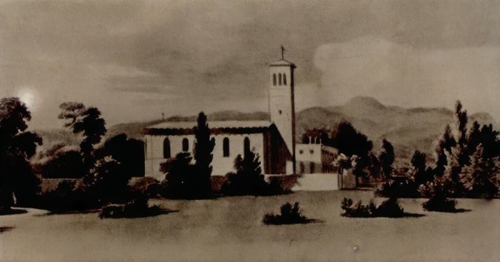 Mysłakowice (niem. Erdmannsdorf-Zillerthal, Zillerthal) 1838 r. Pierwszy wygląd kościoła. Rucina autorstwa K. Schinkel. 