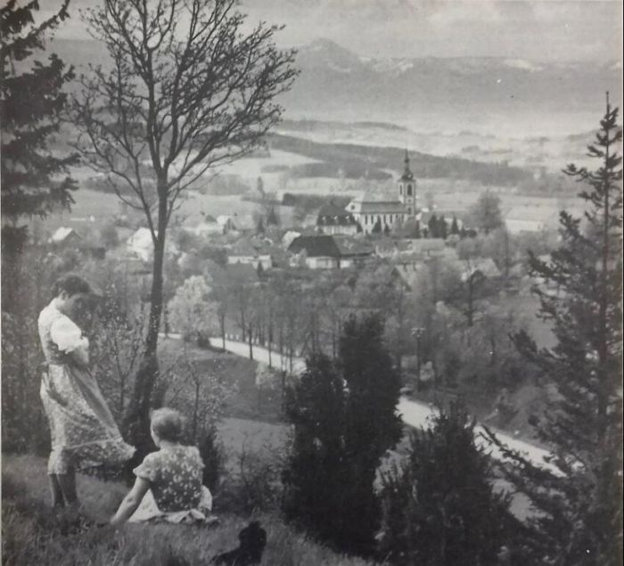 Karpniki (niem. Fischbach). Widok od strony Janowic. ok 1920 r.