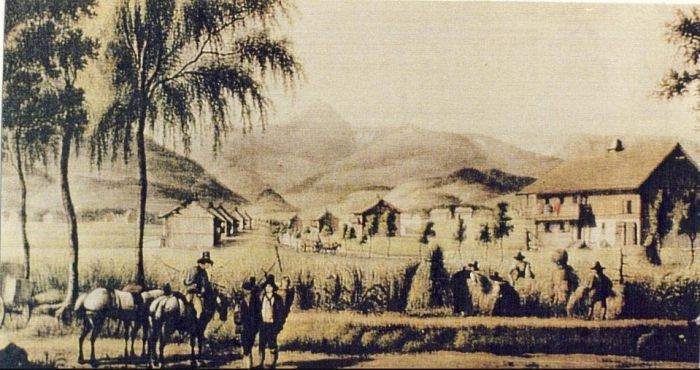 Erdmannsdorf (Mysłakowice) grafika autorstwa K. Mattisa 1850 rok