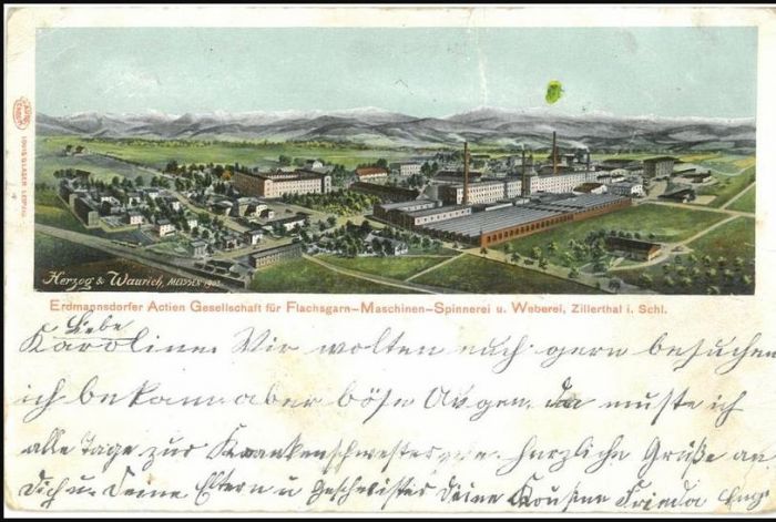 Erdmannsdorf (Mysłakowice). Poczt&oacute;wka XIX wiek