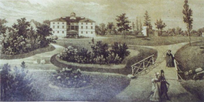 1822 rok. Pałac w Mysłakowicach (niem. Zillerthal-Erdmannsdorf, Erdmannsdorf).