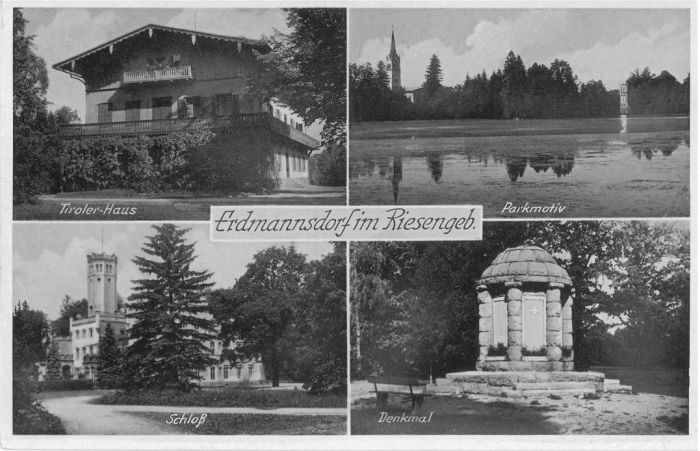 Mysłakowice (niem. Zillerthal-Erdmannsdorf, Erdmannsdorf) ok 1930 rok. Poczt&oacute;wka