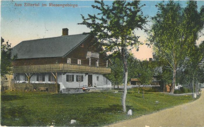 Mysłakowice (niem. Zillerthal-Erdmannsdorf, Erdmannsdorf). Poczt&oacute;wka początek XX wieku