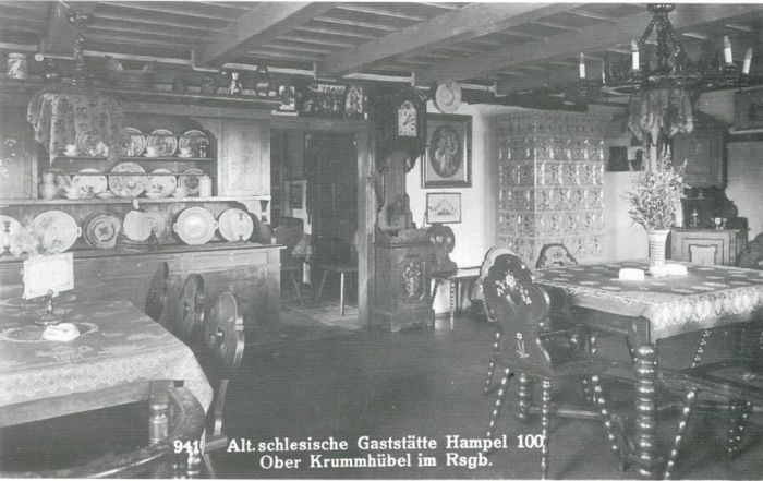 Wnętrze Sląskiej Restauracji "Hampel 100". 1936 rok. Obecnie ośrodek "Irena" ul. Leśna 