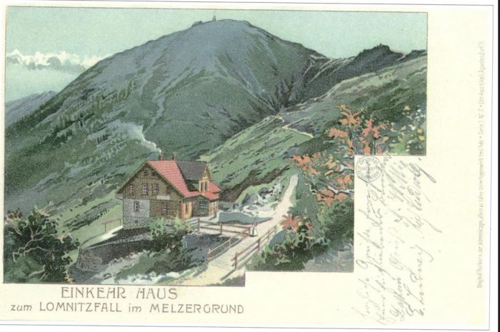 Domek pasterzy Einkerhrhaus wybudowany w 1901 roku, zniszczony przez lawinę 03.03.1902 roku
