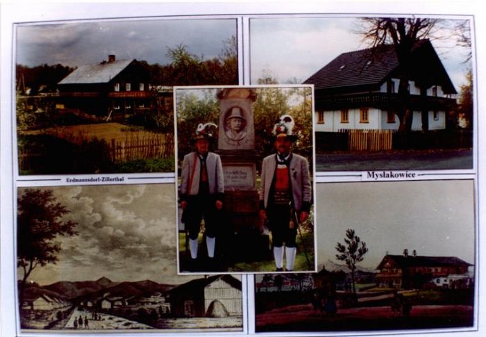 Mysłakowice, poczt&oacute;wka-składanka. Koniec lat 90-tych.