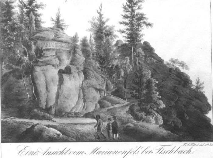 Karpniki (niem. Fischbach) 1825 rok. "Skały Marianny".