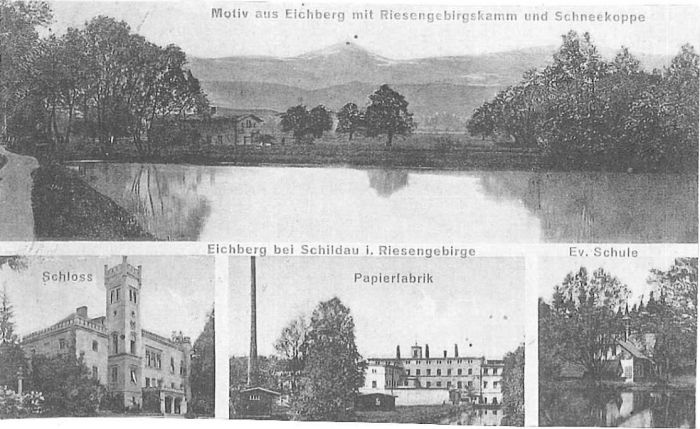 Poczt&oacute;wka z 1910 roku. Dąbrowica (niem. Eichberg)