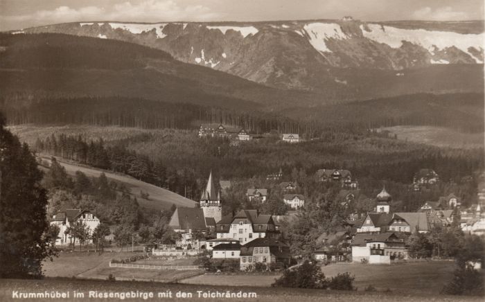 Poczt&oacute;wka Krummh&uuml;bel (Karpacz), początek XX wieku. 