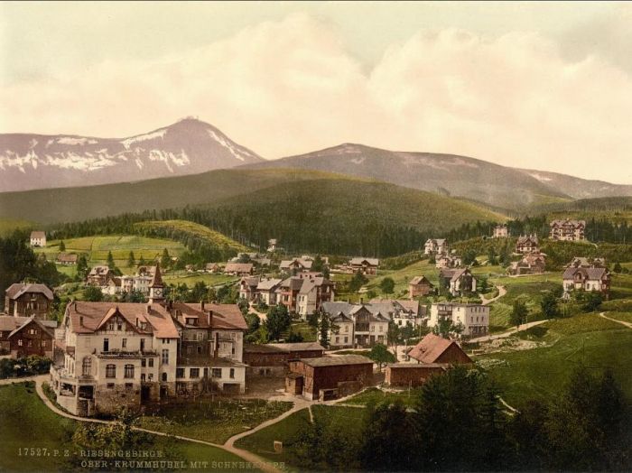 Poczt&oacute;wka Krummh&uuml;bel (Karpacz), początek XX wieku. 