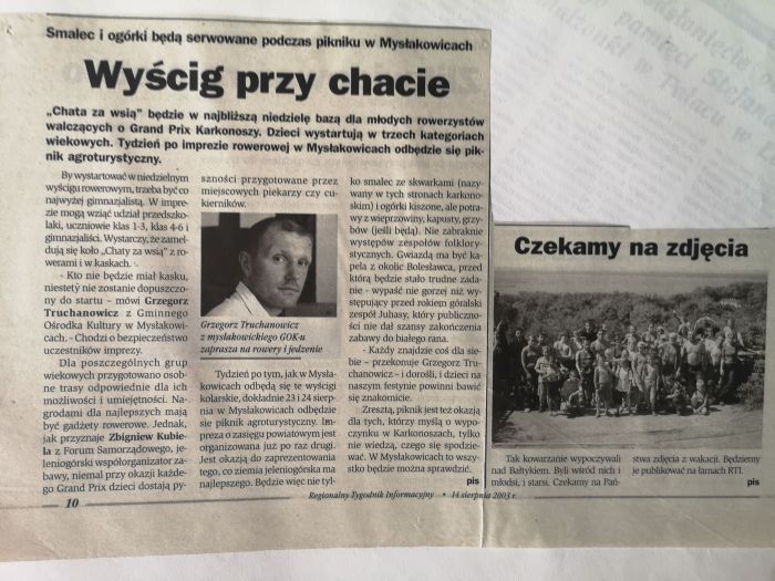 Informacja prasowa o "Gran Prix Karkonosze" - organizator GOK Mysłakowice. 2003 rok