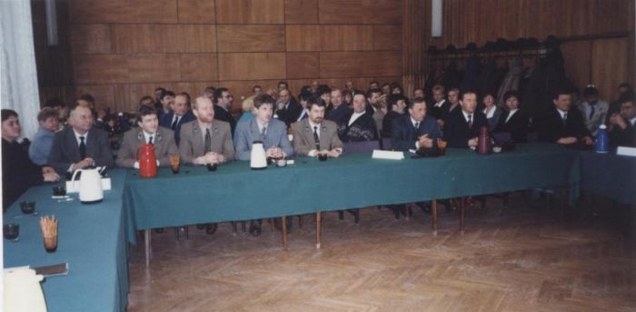 Uroczysta, wsp&oacute;lna sesja Radnych z Mysłakowic i partnerskiej Gminy Iława. 1999 rok
