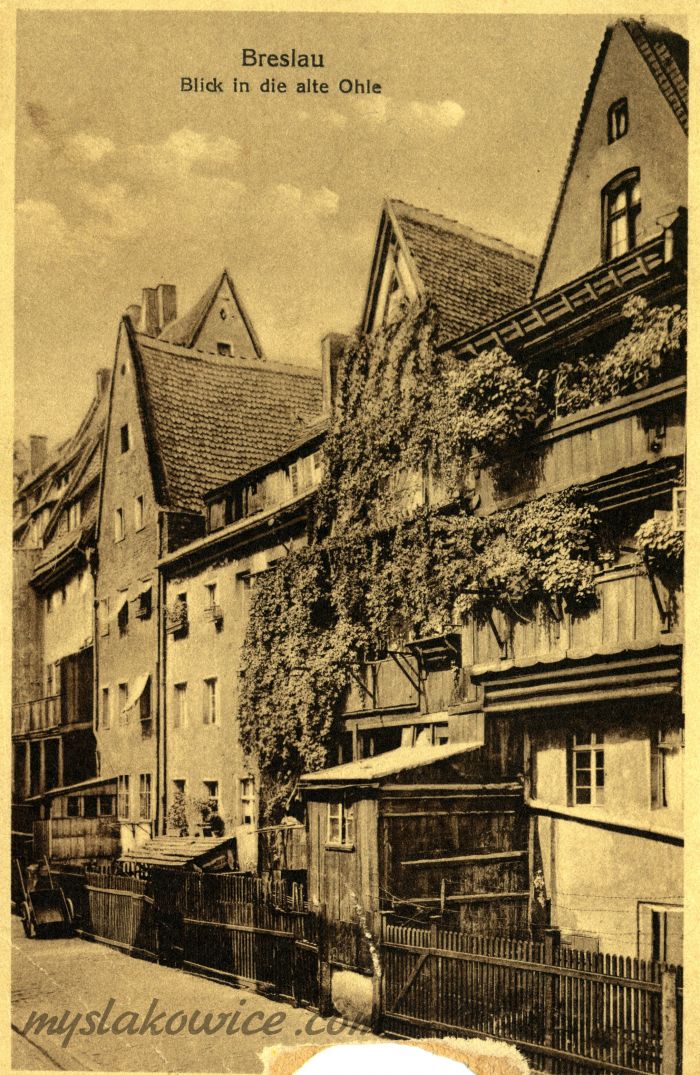 Breslau, Wrocław - Stare Miasto. Ulica Oława Białosk&oacute;rnicza (nie istnieje). Dawniej: Alte Ohle. 1915 rok.