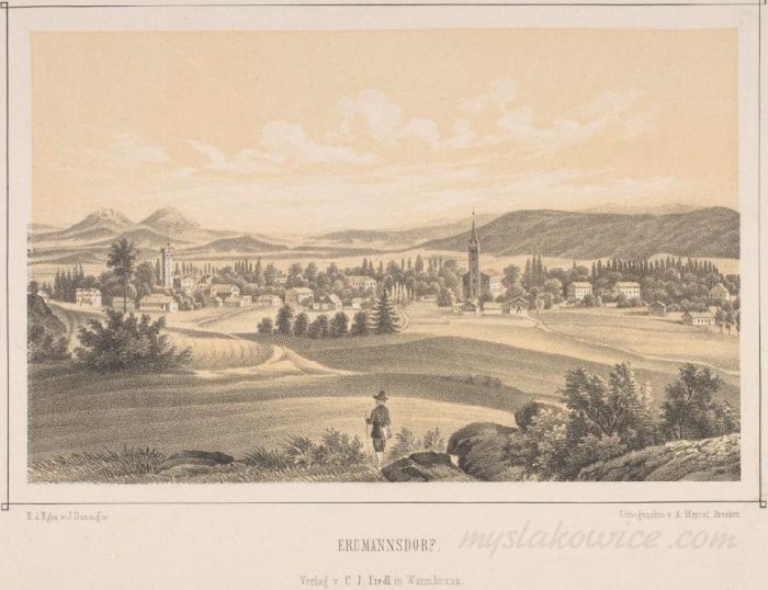 Mysłakowice (Erdmannsdorf und Zillerthal). ok 1850 rok.