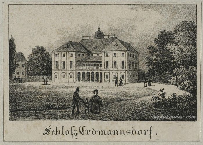 Pałac w Mysłakowicach (niem. Zillerthal-Erdmannsdorf, Erdmannsdorf) po przebudowie w 1816 roku. 