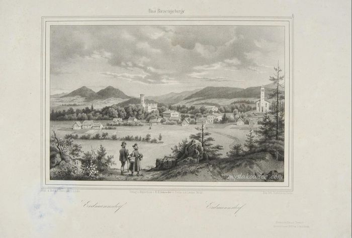 Rysownik Ludwig Eduard L&uuml;tke, (1801-1850). Mysłakowice (Erdmannsdorf und Zillerthal).