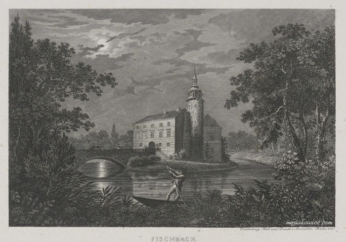 Karpniki (niem. Fischbach) 1841 rok. Rytownik: Friedrich Rossm&auml;ssler (1775-1858