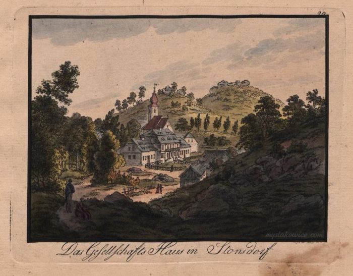 Stanisz&oacute;w (niem. Stonsdorf (do 1945),  od 1945 do 1948 Łącznikowo. 1820 rok. Autor Friedrich August Tittel, (1782-1836).