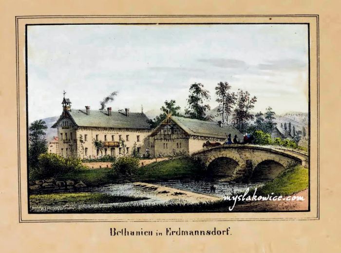 Zakład dobroczynny Betania w Mysłakowicach (niem. Zillerthal-Erdmannsdorf, Erdmannsdorf). Obecnie OHP Mysłakowice. 