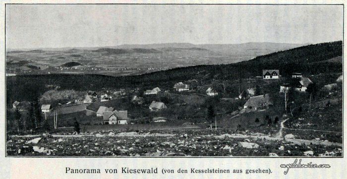 Michałowice (niem. Kiesewald) &ndash; część Piechowic, powstała jako wieś w połowie XVII wieku. Panorama 1905 rok.