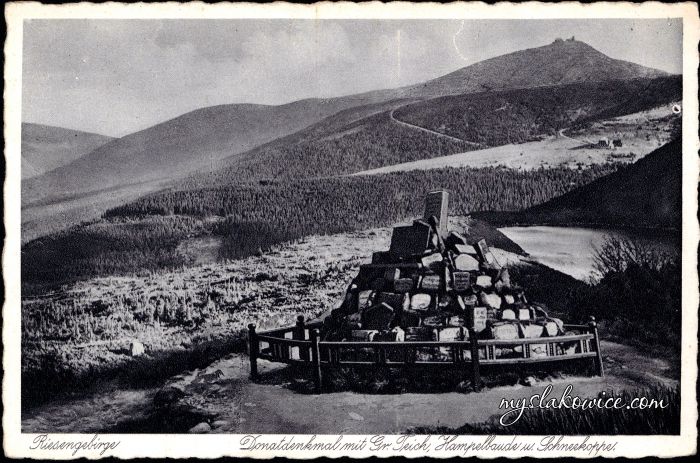 Kopiec Donata i widok na Śnieżkę. ok 1930 rok