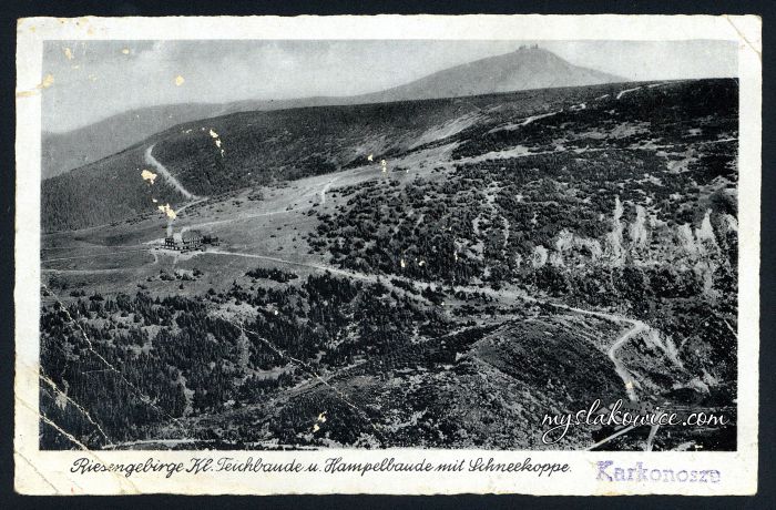 Poczt&oacute;wka, lata 40-te XX wieku. Karkonosze