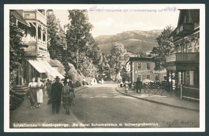 Ciekawa poczt&oacute;wka ze Szklarskiej Poręby (niem. Schreiberhau), (woj. dolnośląskie, pow. Karkonoski, gm. Szklarska Poręba).