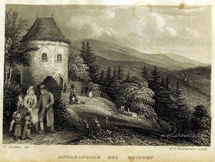 Sosn&oacute;wka (woj. dolnośląskie, pow. karkonoski, gm. Podg&oacute;rzyn) Kaplica św. Anny. ok 1850 rok