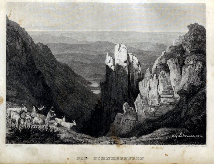 Śnieżne Kotły (niem. Schneegruben, cze. Sněžn&eacute; j&aacute;my) ok 1850 rok