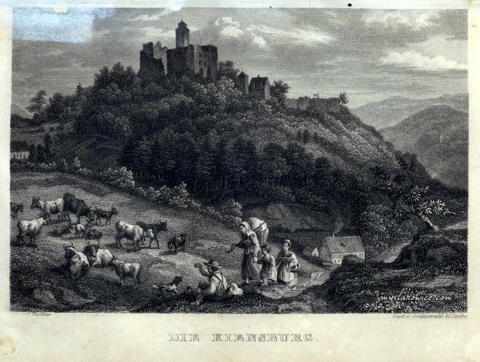 Zamek Grodno, Zag&oacute;rze Śląskie. ok 1850 rok
