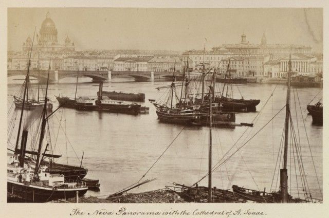 Panorama Newy z Katedrą Izaaka. Sankt Petersburg. Imperium Rosyjskie. Rok 1874.