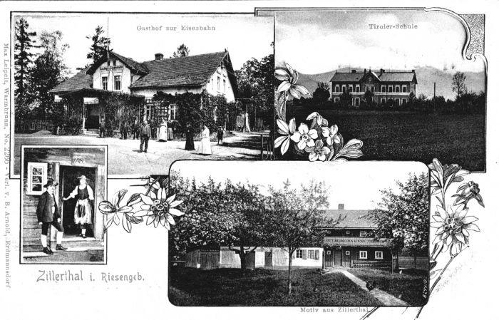 Mysłakowice (niem. Zillerthal-Erdmannsdorf, Erdmannsdorf). Poczt&oacute;wka 1900 rok
