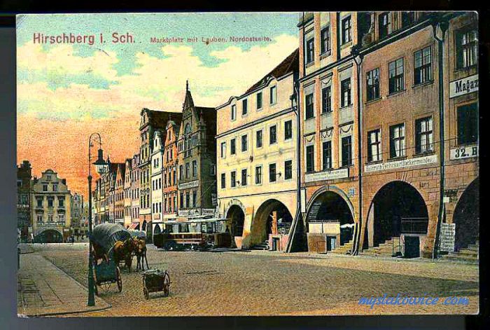 Jelenia G&oacute;ra (niem. Hirschberg, cz. Jelen&iacute; Hora, dawniej Hir&scaron;berk, Horn&scaron;perk) początek XX wieku.