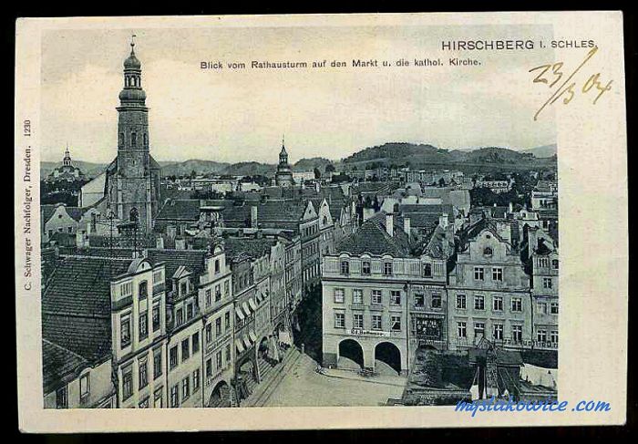Jelenia G&oacute;ra (niem. Hirschberg, cz. Jelen&iacute; Hora, dawniej Hir&scaron;berk, Horn&scaron;perk) początek XX wieku.