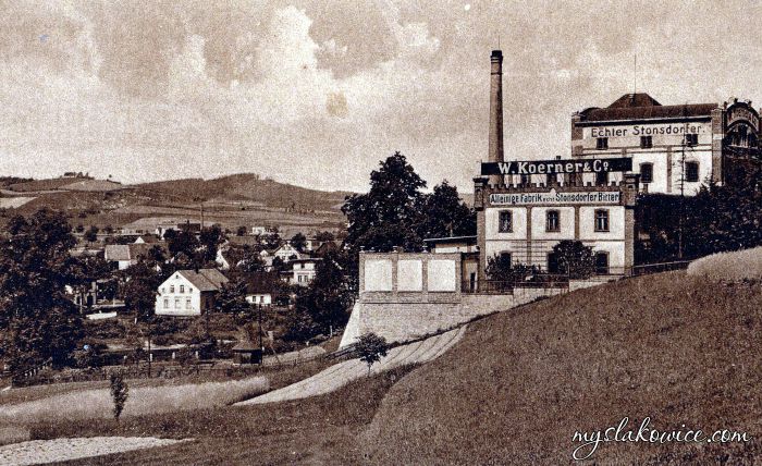 Cunnersdorf i. Riesengebirge : an der "Stonsdorferbitter-Fabrik. Obecnie Jelenia G&oacute;ra. ok 1910 rok