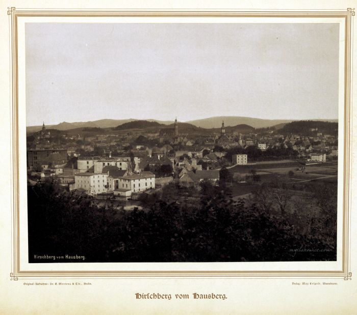 Jelenia G&oacute;ra (niem. Hirschberg im Riesengebirge, cz. Jelen&iacute; Hora, dawniej Hir&scaron;berk, Horn&scaron;perk). 1892