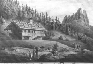 Dom Szwajcarski w g&oacute;rach Sokolich 1823 r.