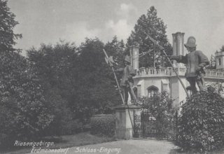 Stara poczt&oacute;wka, Mysłakowice, Pałac Kr&oacute;lewski. Wydana w 1906 r. Wydawnictwo dr. Trenkler Co. Leipzig.