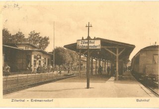 Dworzec kolejowy w Erdmannsdorf, Mysłakowicach. Ok 1920 r.