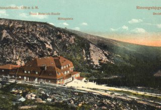 Schronisko g&oacute;rskie Strzecha Akademicka, Karpacz, Karkonosze. Stara poczt&oacute;wka ok 1920 r.
