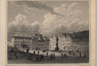 1840 r. Breslau/Wrocław, staloryt. Plac Solny/Bl&uuml;cherplatz. Lokalizacja oryginału: Biblioteka Śląska, Katowice, ŚIBZZ