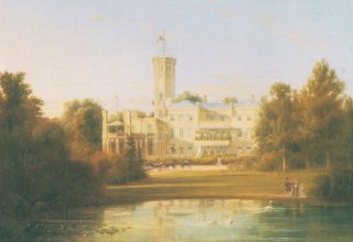 1845 rok. Grafika autor Carl Daniel Freydanck (1811&ndash;1887). Erdmannsdorf (Mysłakowice)