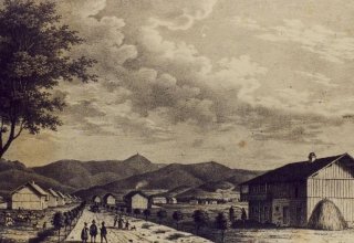 Erdmannsdorf (Mysłakowice) XIX wiek. Grafika K. Mattisa
