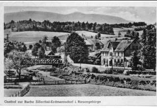 Gospoda u Buche, dach już po przebudowie więc rok 1910+ . Erdmannsdorf (Mysłakowice).