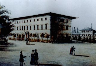 Drugi dom Kawaler&oacute;w obecnie dom mieszkalny (PGR). Grafika XIX wiek. Erdmannsdorf (Mysłakowice)